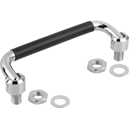 Pull Handle Fold-Down L=138 Steel, High-Gloss Chromed, With Plastic Cover, A=120, D=M10X1